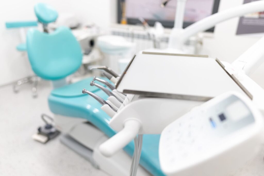 dentist chair and dentist tools